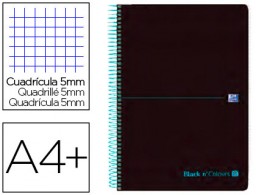Cuaderno espiral Oxford Book8 Black'n Colours A4+ 160h c/5mm. tapa plástico